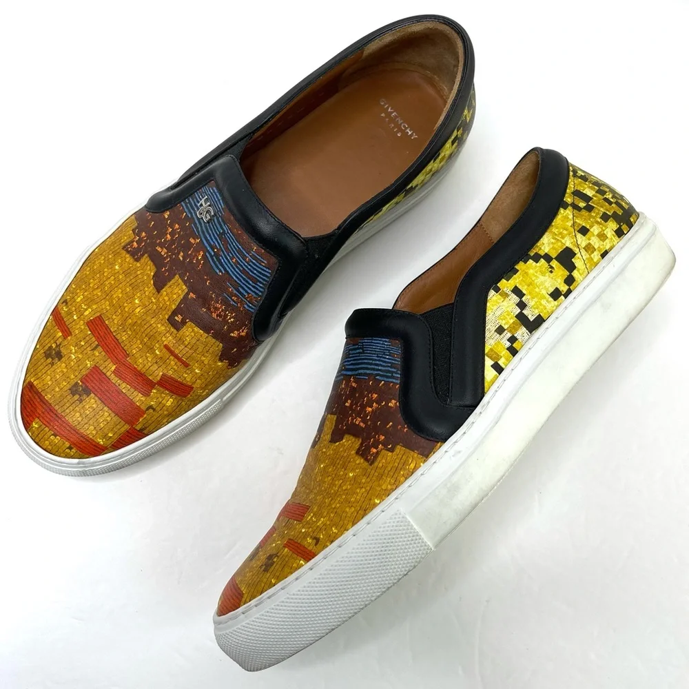 GIVENCHY Classic Slip On Mosaic Pixel Skate Sneakers Size 39 Made In Italy - Picture 4 of 15
